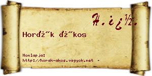 Horák Ákos névjegykártya